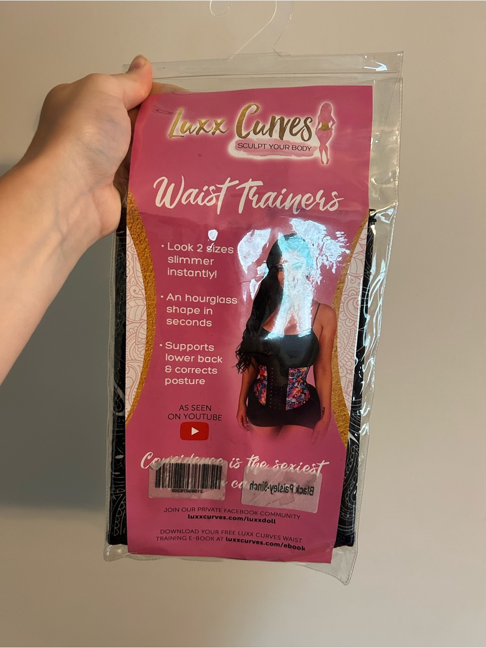 Luxx Curves Waist Trainer in Pink Packaging